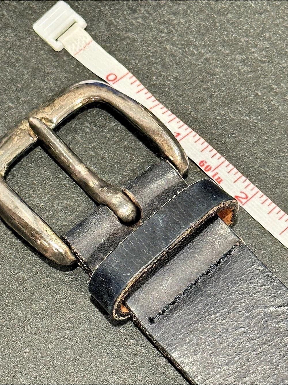 Navy Blue Distressed Belt Silver Tone Buckle Women’s
